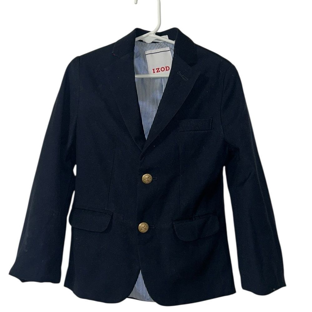 Izod Boys Navy Blue Wool Blend Blazer(Size 6)